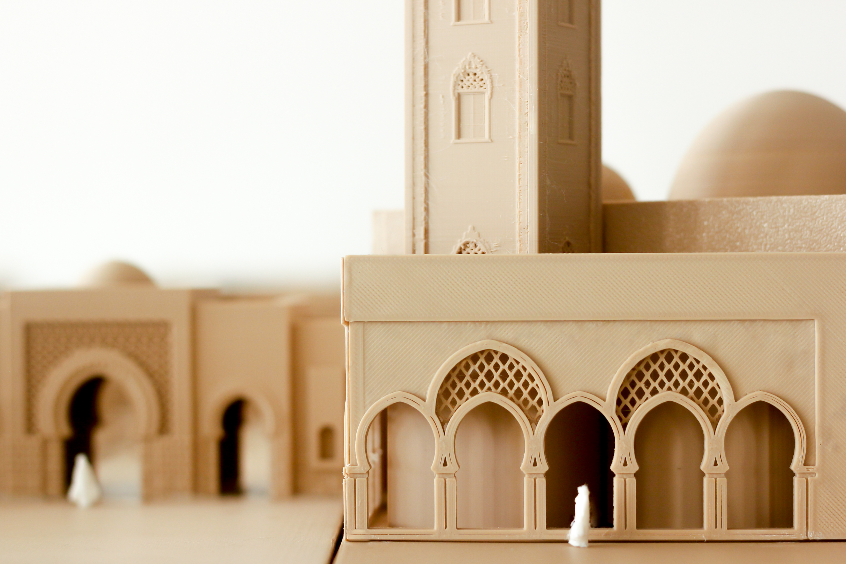 Horseshoe arches and latticework at model scale
