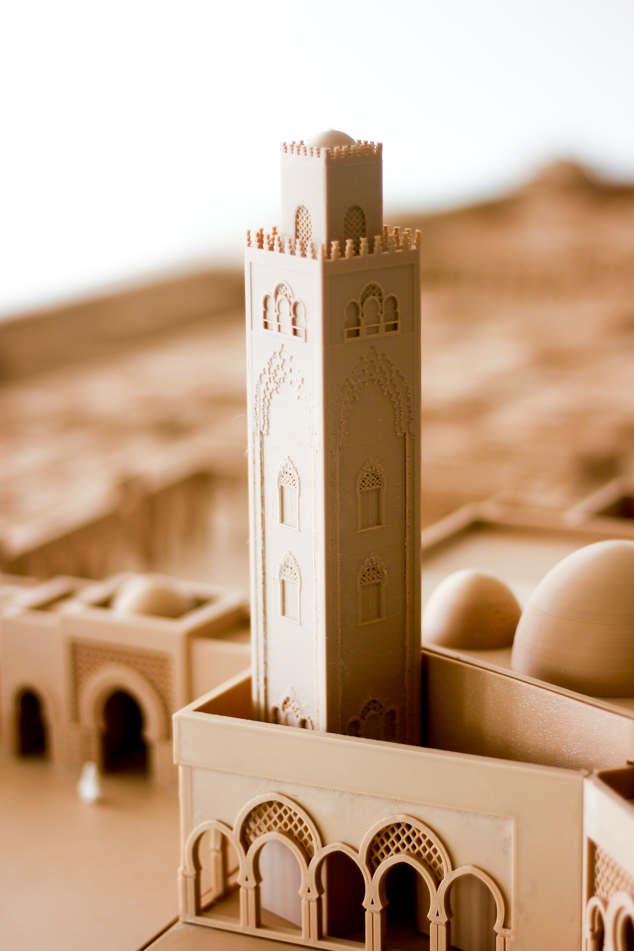 The minaret of the Al Nour mosque, printed in fine detail