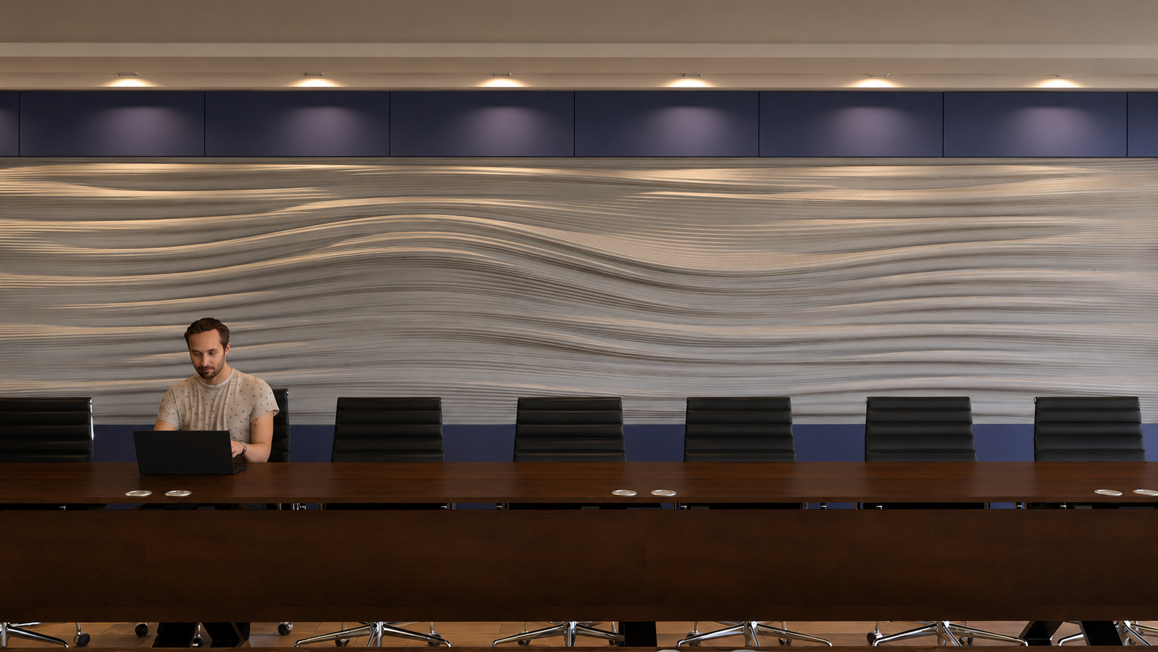 The Wave Wall installed behind the boardroom table